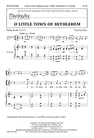 O Little Town of Bethlehem Unison choral sheet music cover Thumbnail